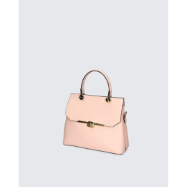 Menší designová světle růžová kožená kabelka do ruky Adeline Two