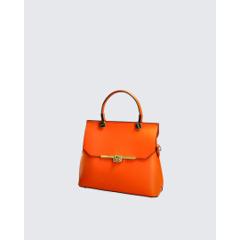 Menší designová světle oranžová kožená kabelka do ruky Adeline Two