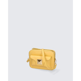 Menší stylová hořčicově žlutá kožená crossbody kabelka Rita