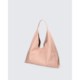 Velká designová růžová kožená kabelka přes rameno Oline