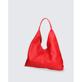 Velká designová sytě červená kožená kabelka přes rameno Oline
