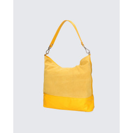 Větší praktická sytě žlutá kožená kabelka přes rameno Devona