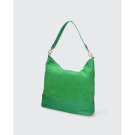 Větší praktická zelená  kožená kabelka přes rameno Devona