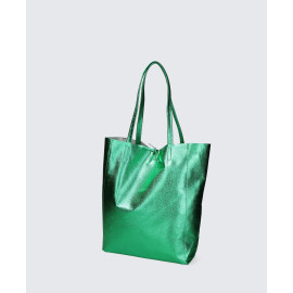Velká volnočasová světle zelená kožená shopper kabelka přes rameno Melani Two Summer
