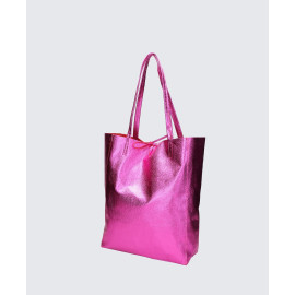 Velká volnočasová světle růžová kožená shopper kabelka přes rameno Melani Two Summer