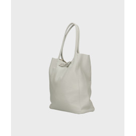 Velká designová světle šedá kožená shopper kabelka přes rameno Melani Two Summer