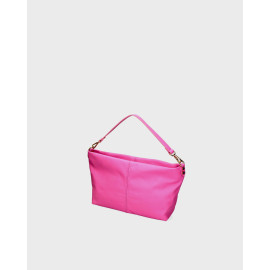 Menší moderní růžová kožená kabelka přes rameno Giulia
