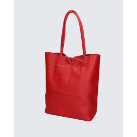 Velká designová sytě červená kožená shopper kabelka přes rameno Melani Two Summer