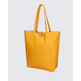Velká designová hořčicově žlutá kožená shopper kabelka přes rameno Melani Two Summer