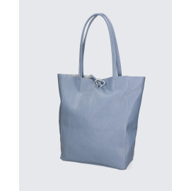 Velká designová světle modrá kožená shopper kabelka přes rameno Melani Two Summer