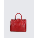Větší luxusní tmavě červená kožená kabelka do ruky Nathalie Two