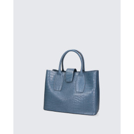 Větší luxusní světle modrá kožená kabelka do ruky Nathalie Two