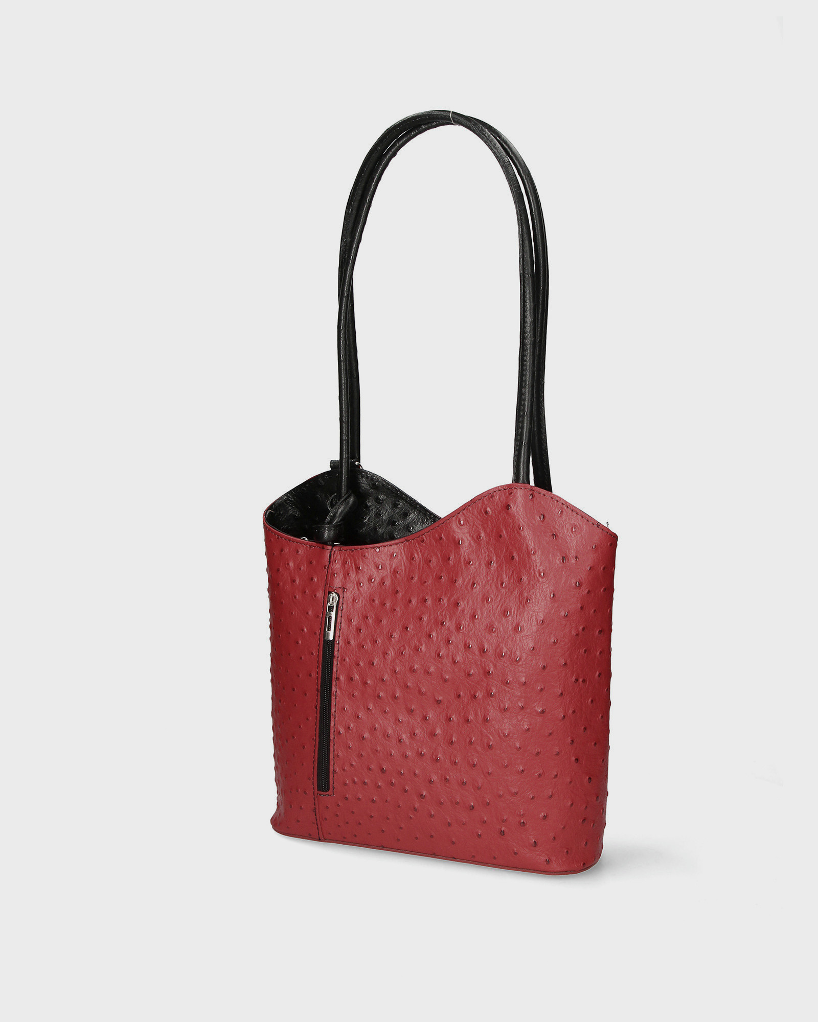 Stylová designová červená s černou kožená kabelka přes rameno Royal