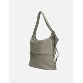 Praktická moderní tmavě šedá kožená kabelka a batoh 2v1 Karin Three