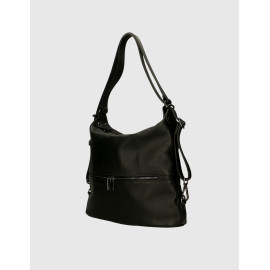 Praktická moderní černá kožená kabelka a batoh 2v1 Karin Three