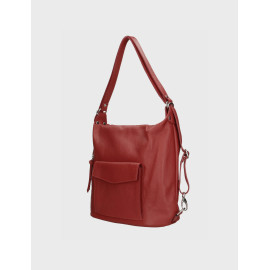 Prostorná moderní tmavě červená kožená kabelka a batoh 2v1 Karin 2v1