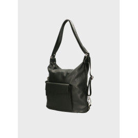 Prostorná moderní černá kožená kabelka a batoh 2v1 Karin 2v1