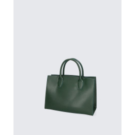 Luxusní stylová tmavě zelená kožená kabelka do ruky Donna Two