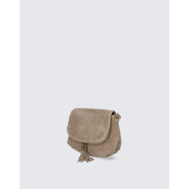 Větší praktická hnědá taupe kožená crossbody kabelka Tori two