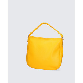 Větší módní sytě žlutá kožená kabelka přes rameno Mona