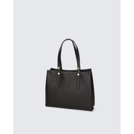 Menší stylová černá kožená kabelka přes rameno Rimini