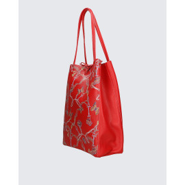 Velká designová sytě červená kožená shopper kabelka přes rameno Melani Two Design