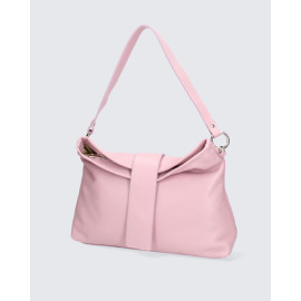 Velká stylová růžová kožená kabelka přes rameno Brigite