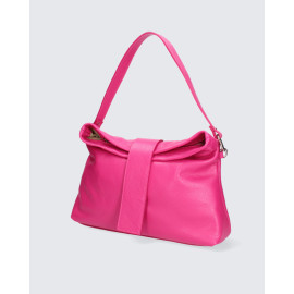 Velká stylová růžová kožená kabelka přes rameno Brigite