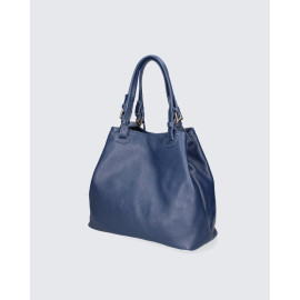 Větší módní tmavě modrá kožená kabelka do ruky Madeleine Four